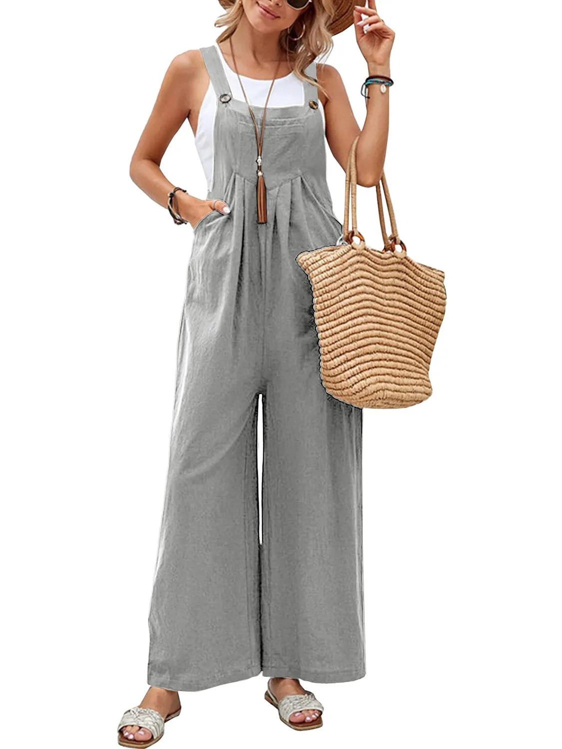 Full Size Square Neck Wide Strap Overalls