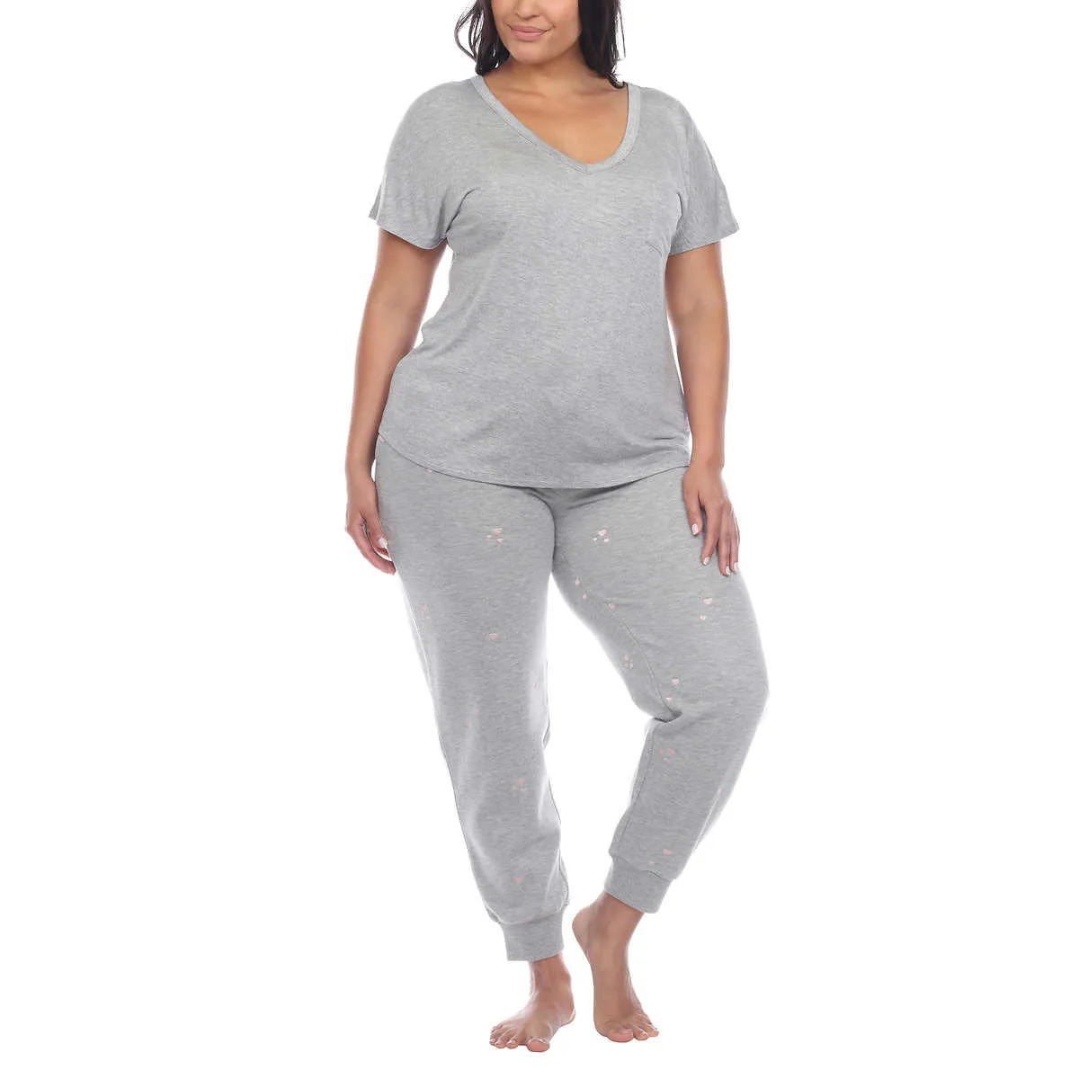 Honeydew Women's 2-piece Pajama Cotton Blend Embroidered Top and Pants Lounge Set