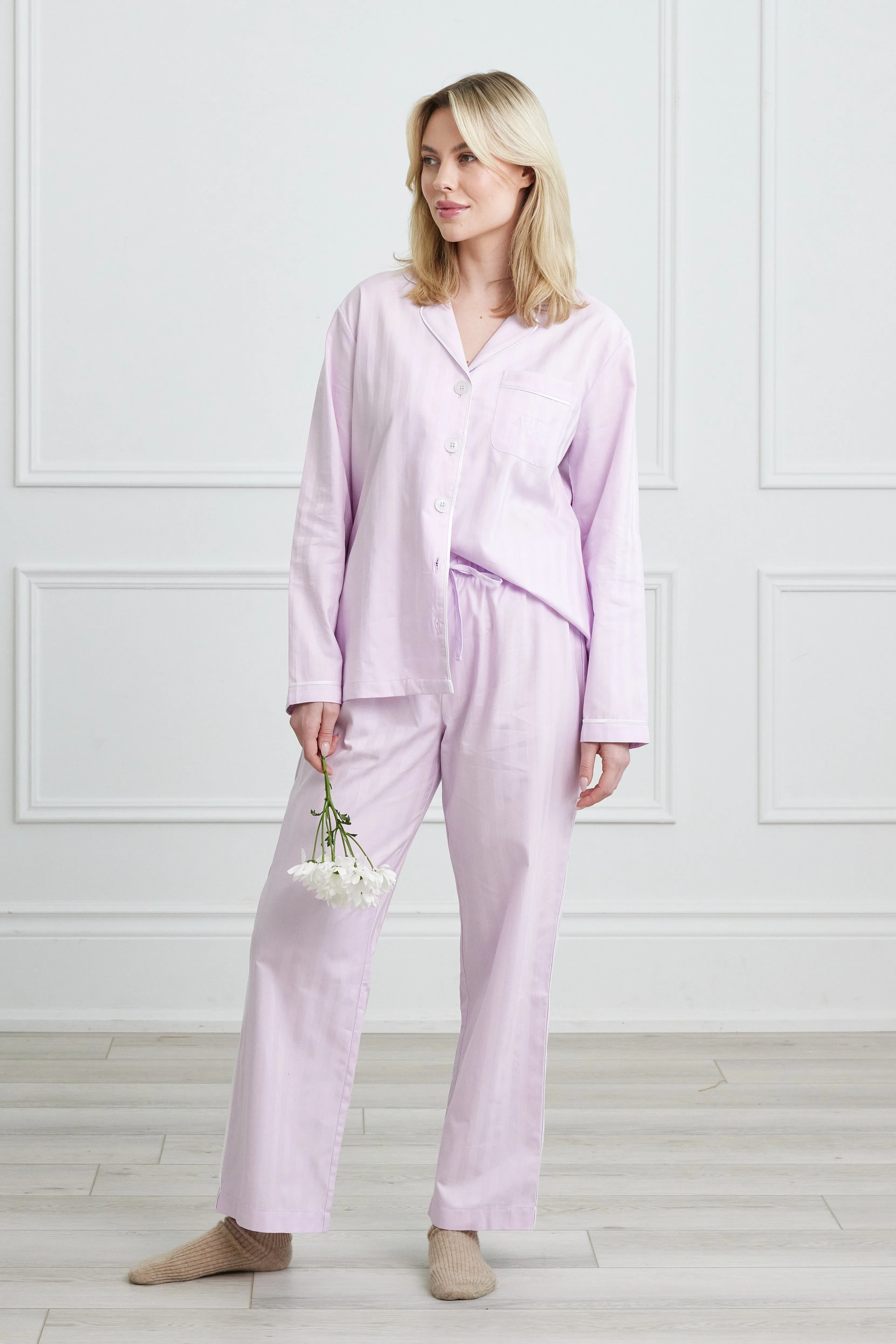 KIP Premium Cotton Pajama Set in Lavender