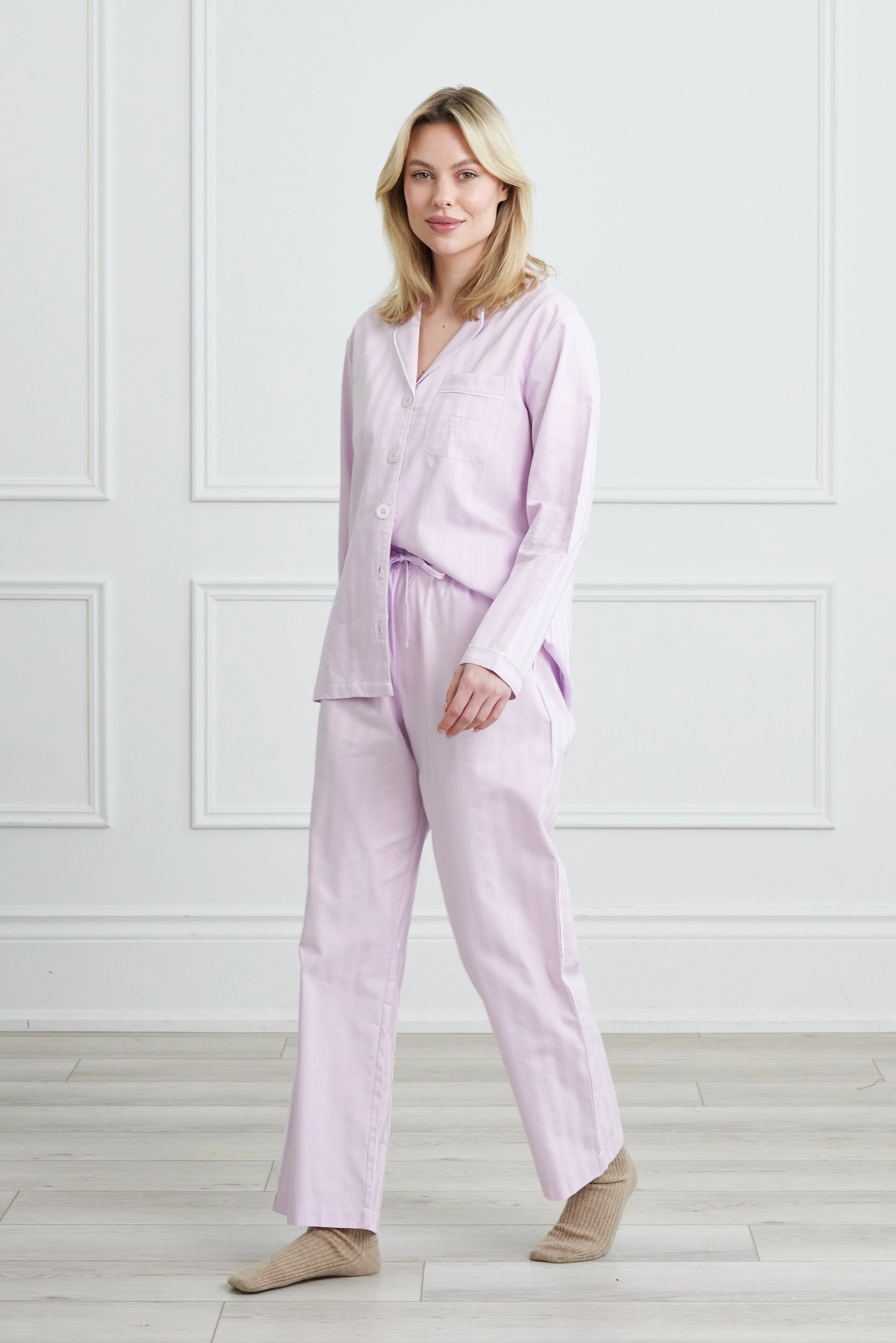 KIP Premium Cotton Pajama Set in Lavender