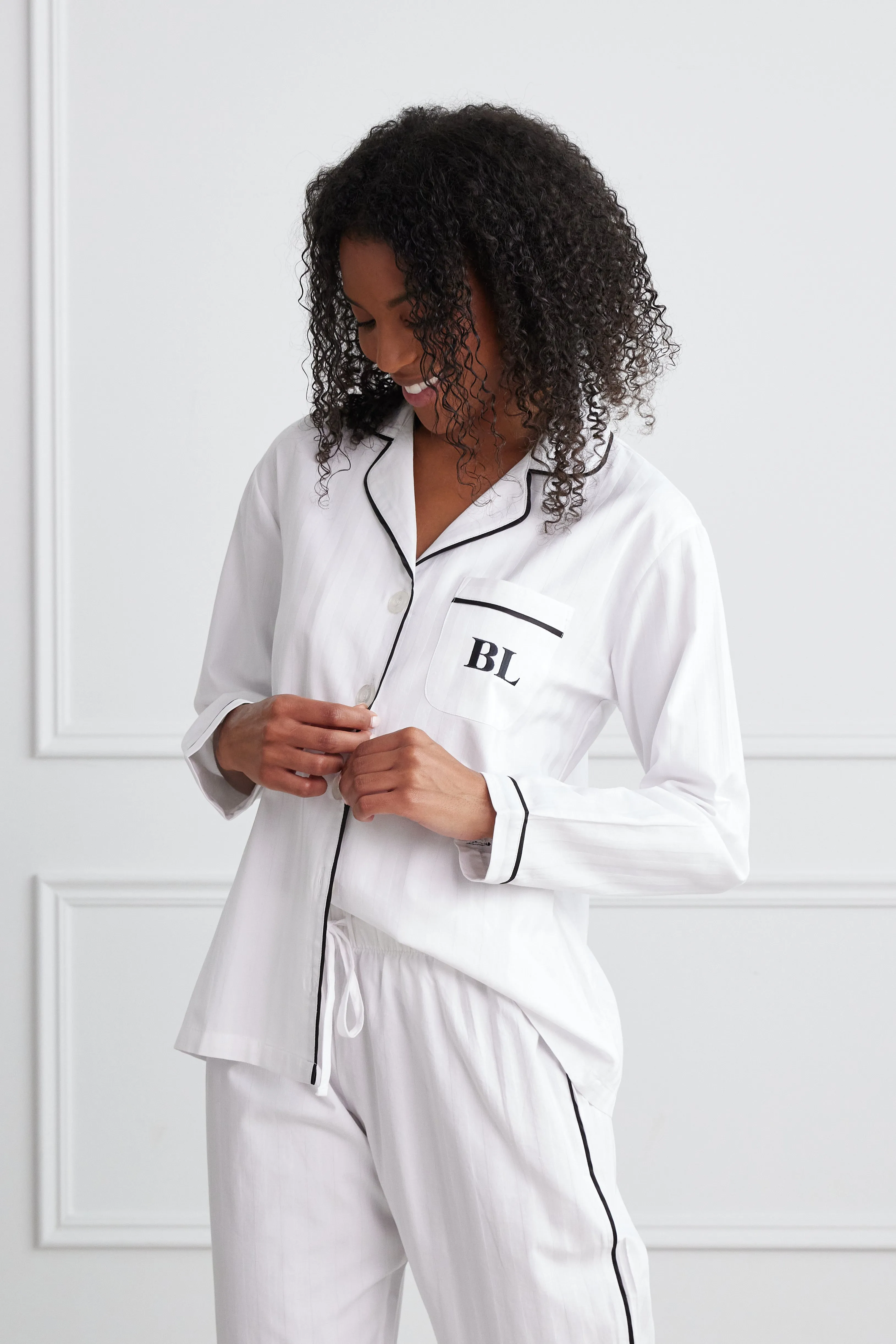 KIP Premium Cotton Pajama Set in Monochrome