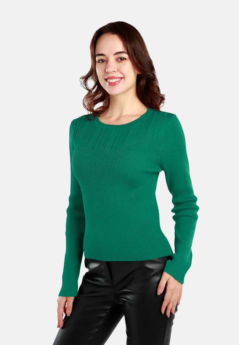 Knitted Pattern Sweater Top