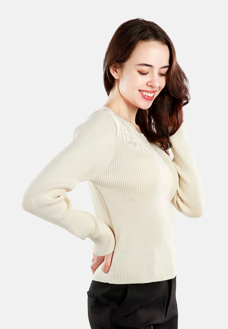 Knitted Pattern Sweater Top