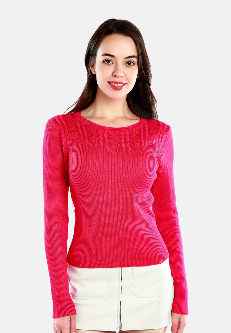 Knitted Pattern Sweater Top