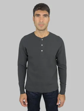 Loop & Weft Double Face Jacquard Henley Thermal Antique Black