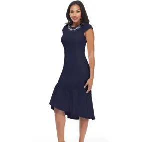 Maggy London Celeste Flounce Navy Jewel Dress