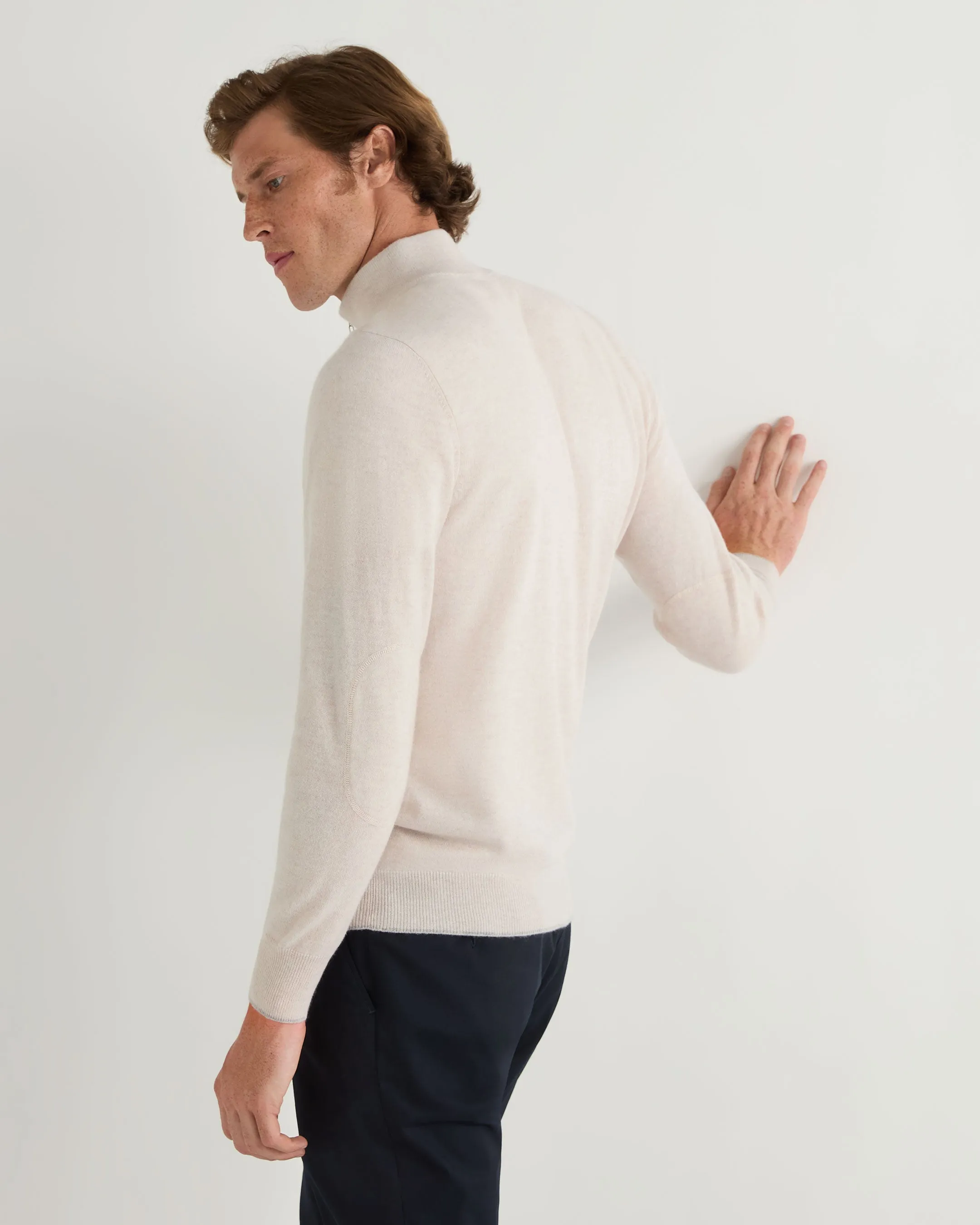 Men's Carnaby Half Zip Cashmere Sweater Frost White