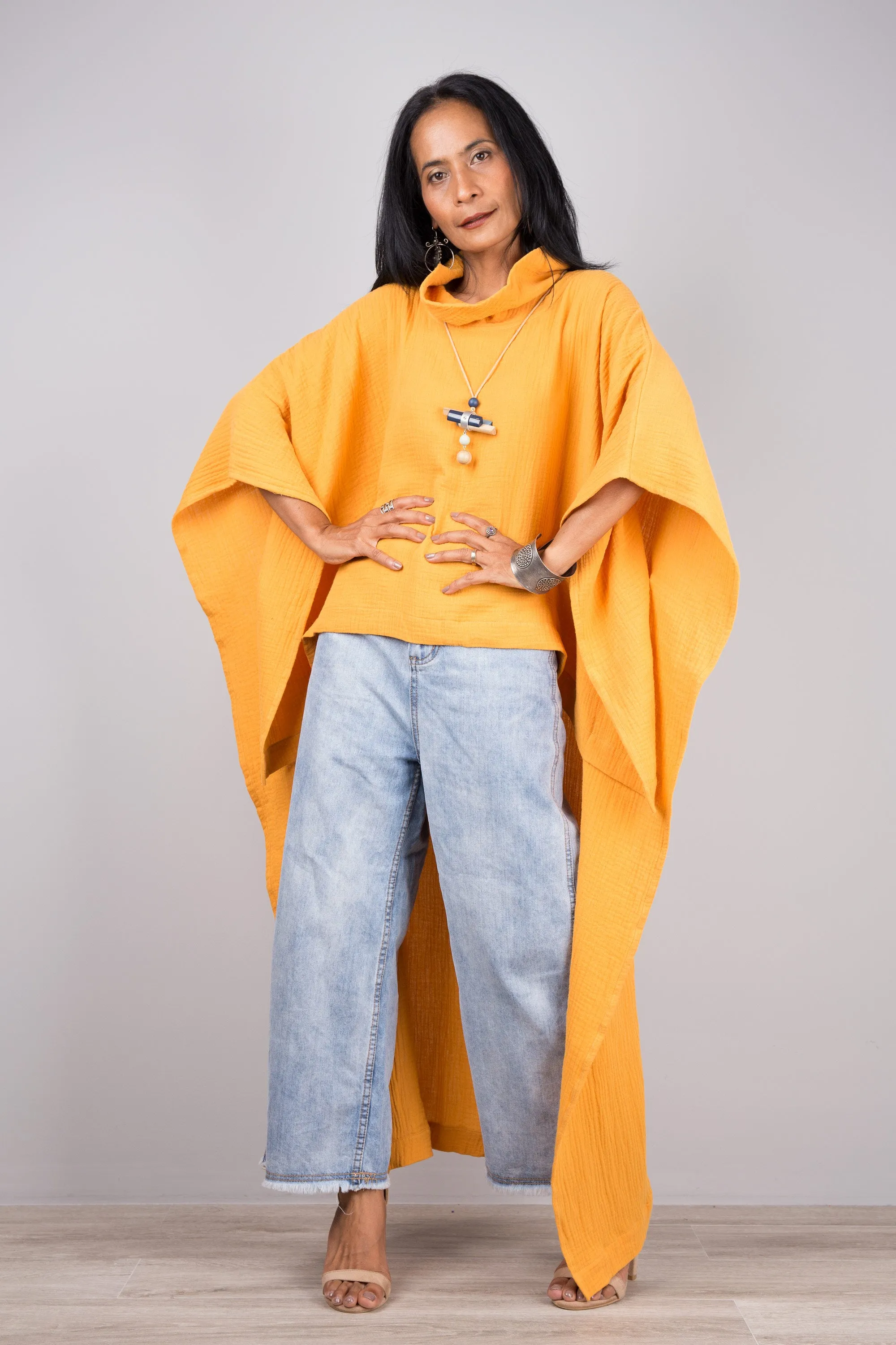 Orange Short Front Kaftan top