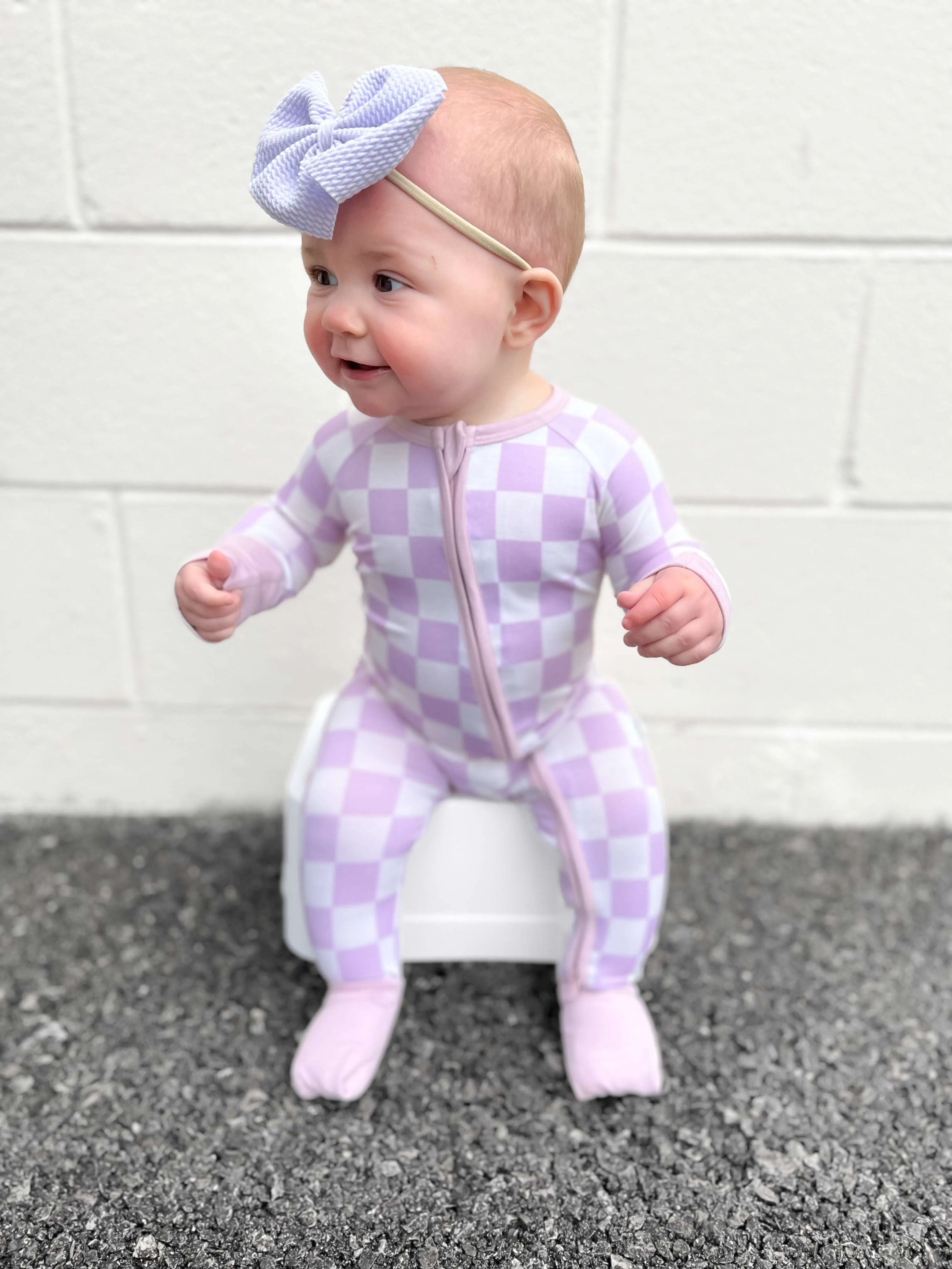 Periwinkle Checks Dream Baby Romper