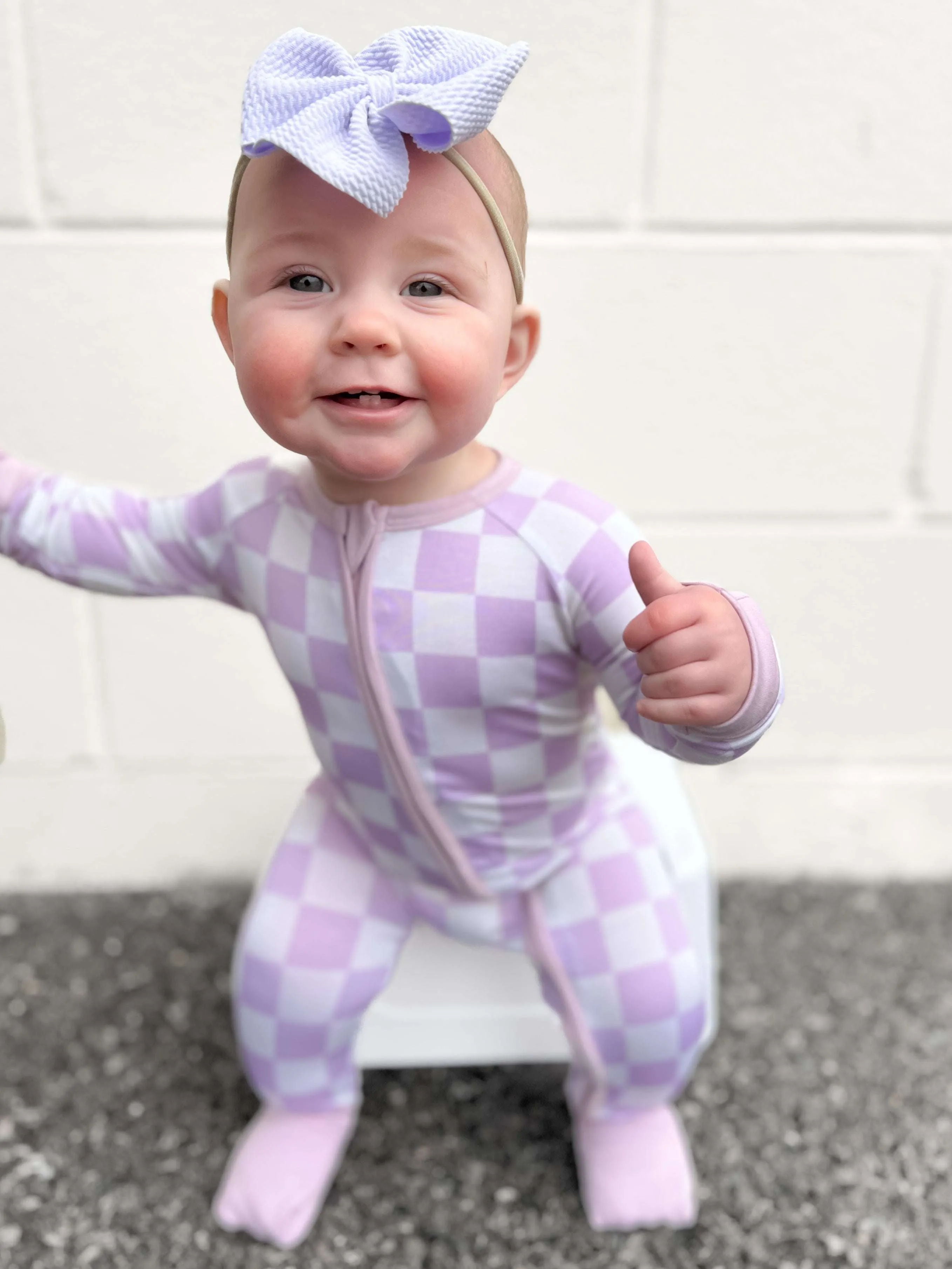 Periwinkle Checks Dream Baby Romper