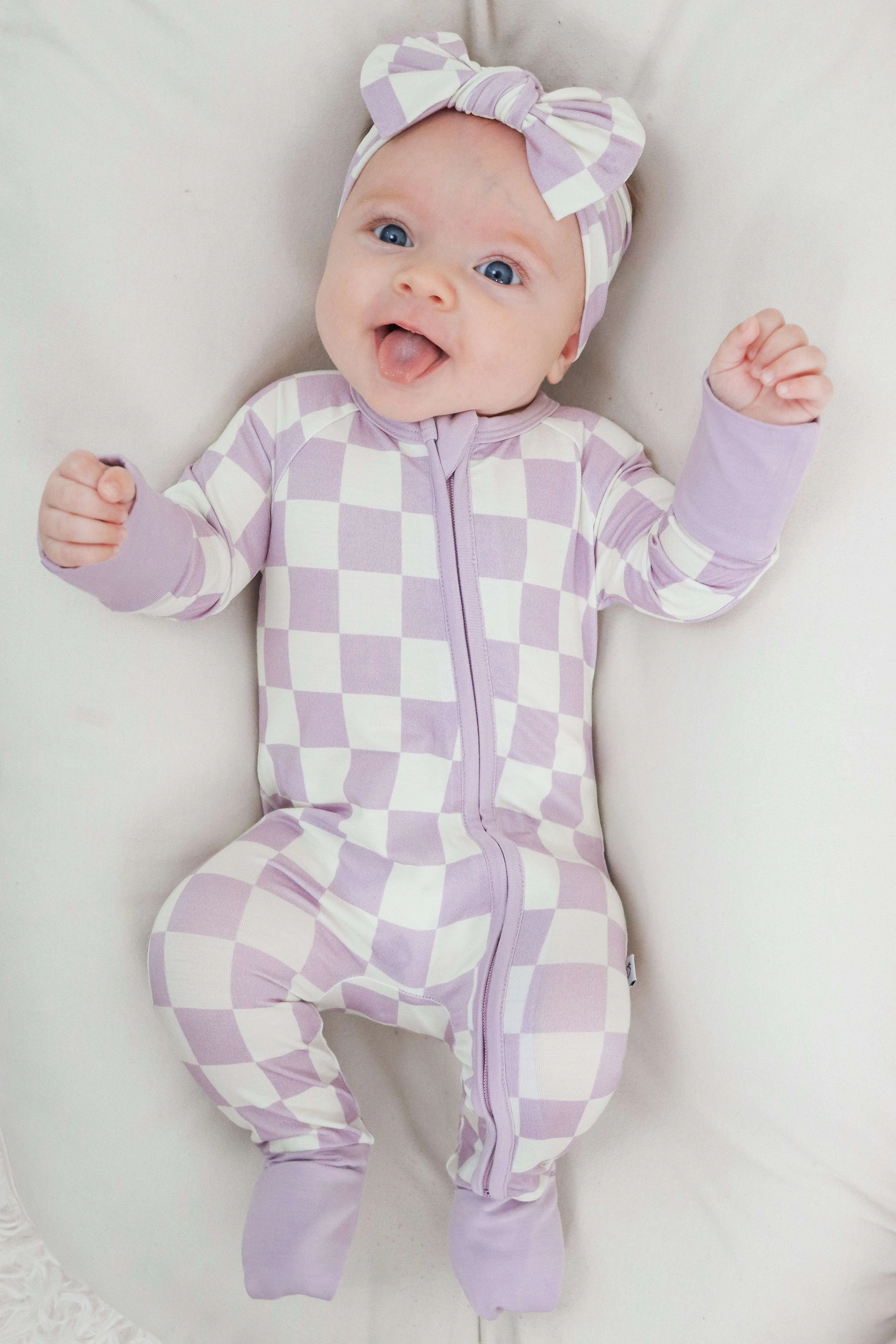 Periwinkle Checks Dream Baby Romper