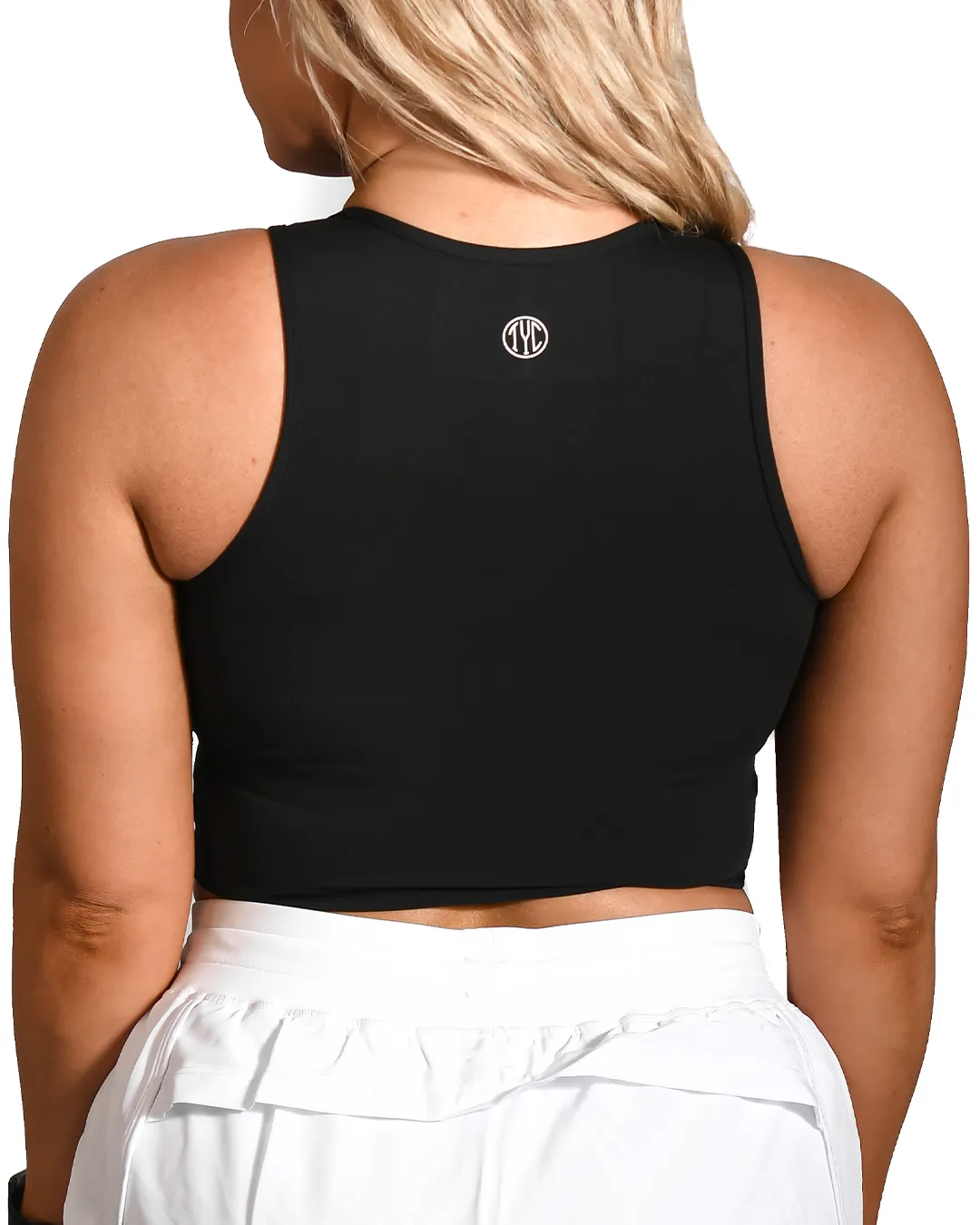 Quarter Zip Crop Top- Black