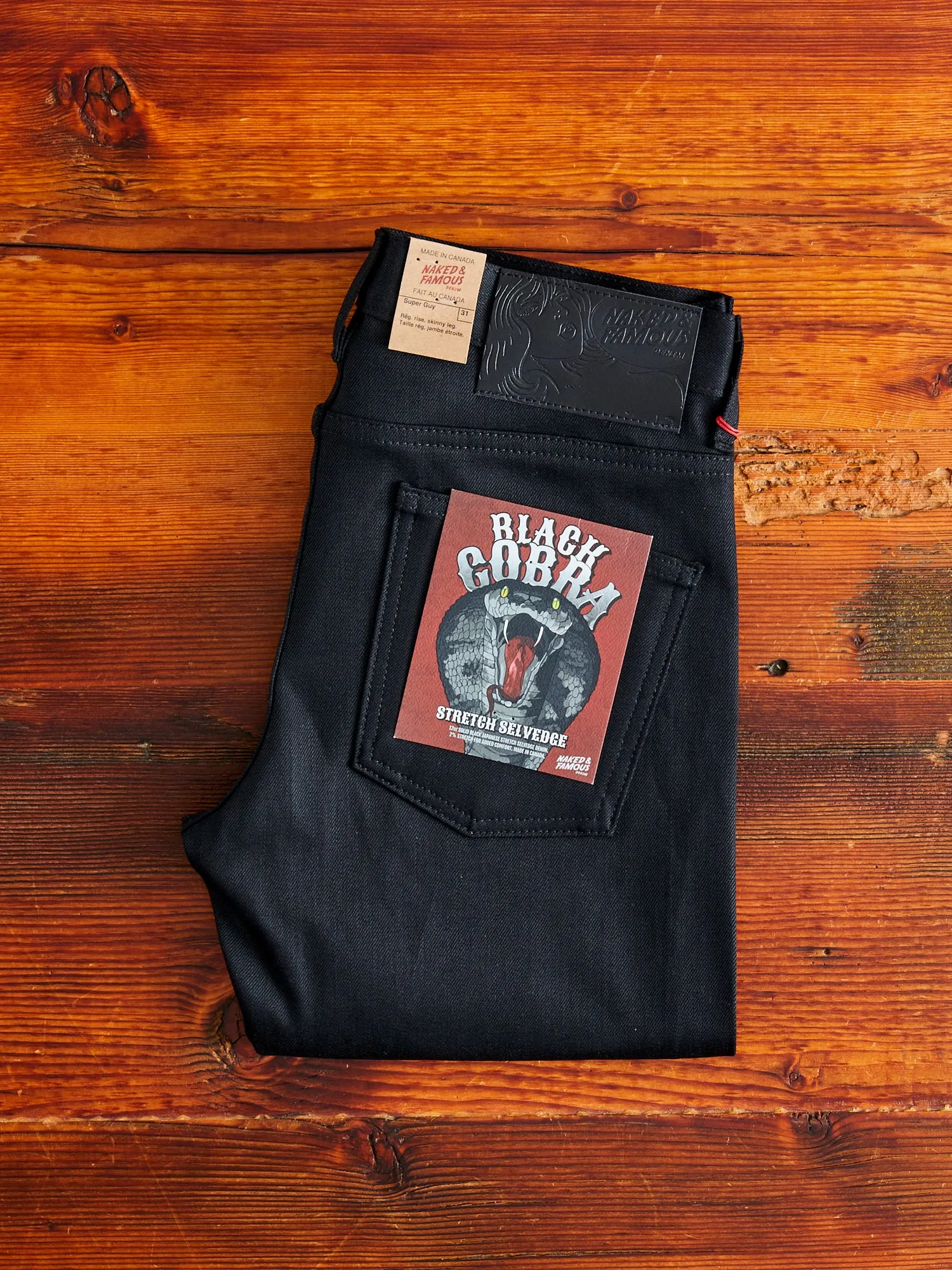 "Black Cobra Stretch" 12oz Selvedge Denim - Super Guy Fit