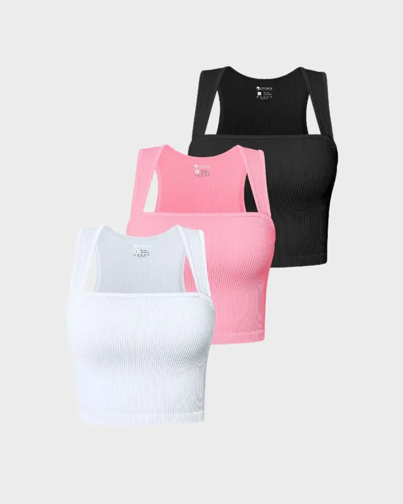 SheCurve® Basic Knit Crop Tank Tops