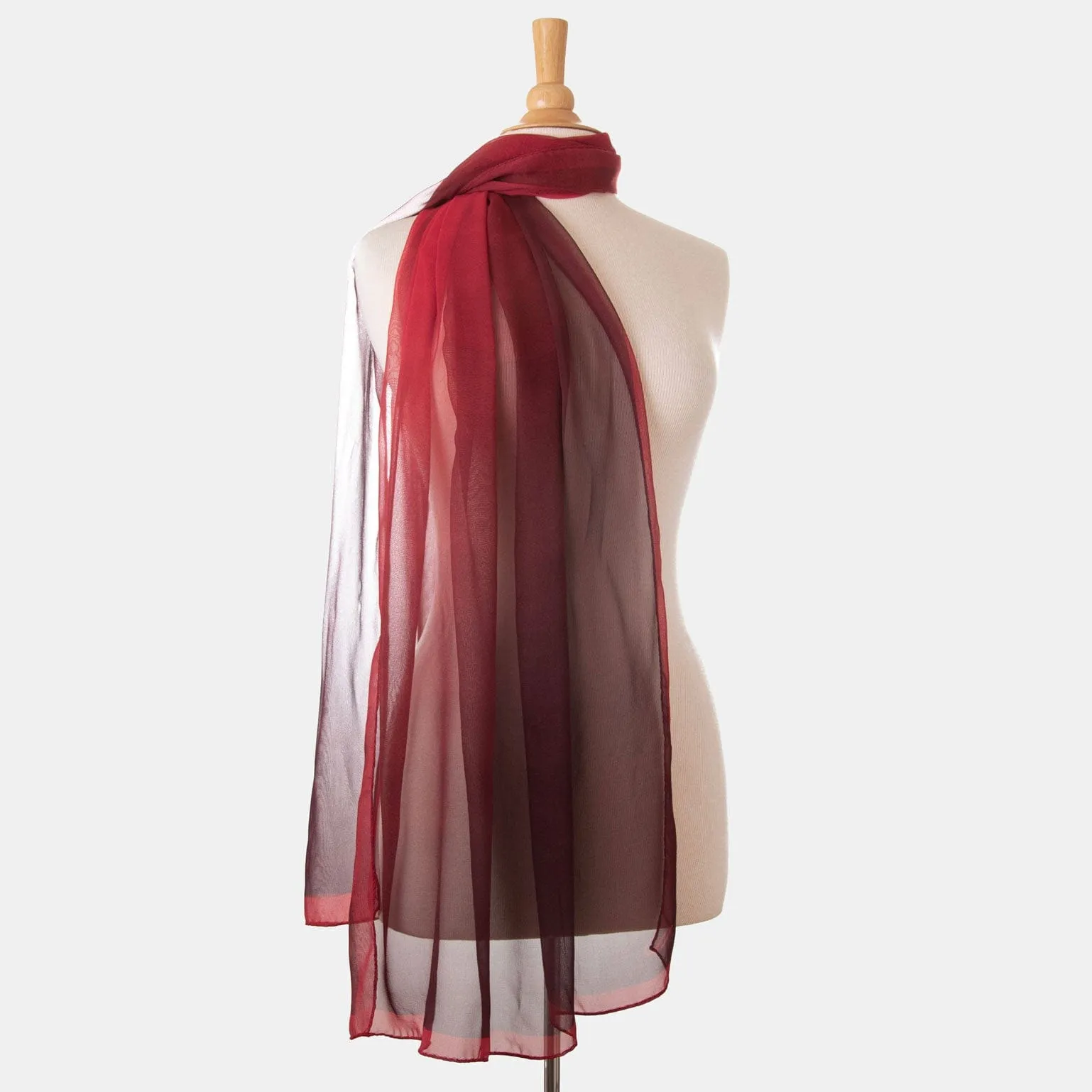 Sophia - Silk Scarf/Shawl - Burgundy/Red