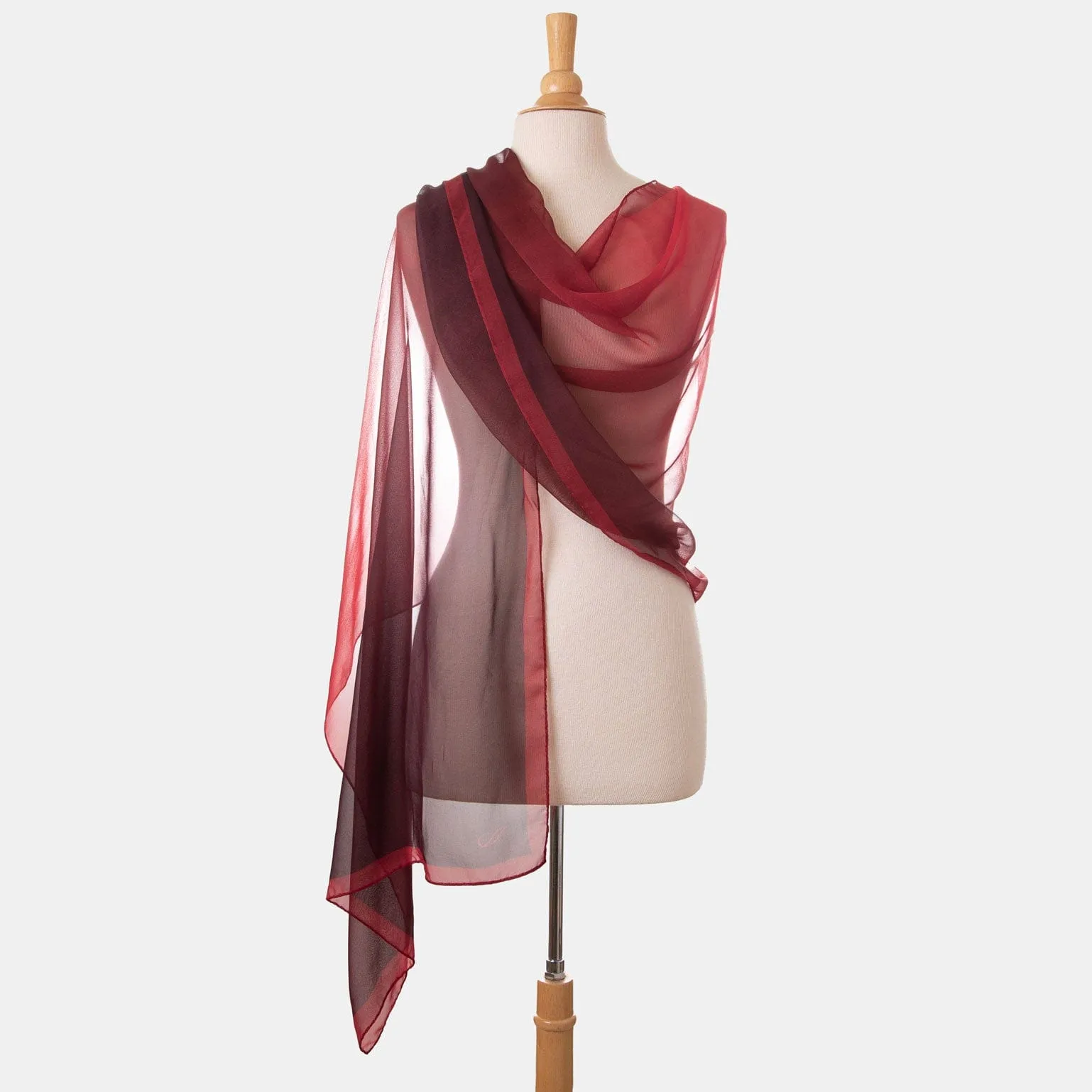 Sophia - Silk Scarf/Shawl - Burgundy/Red