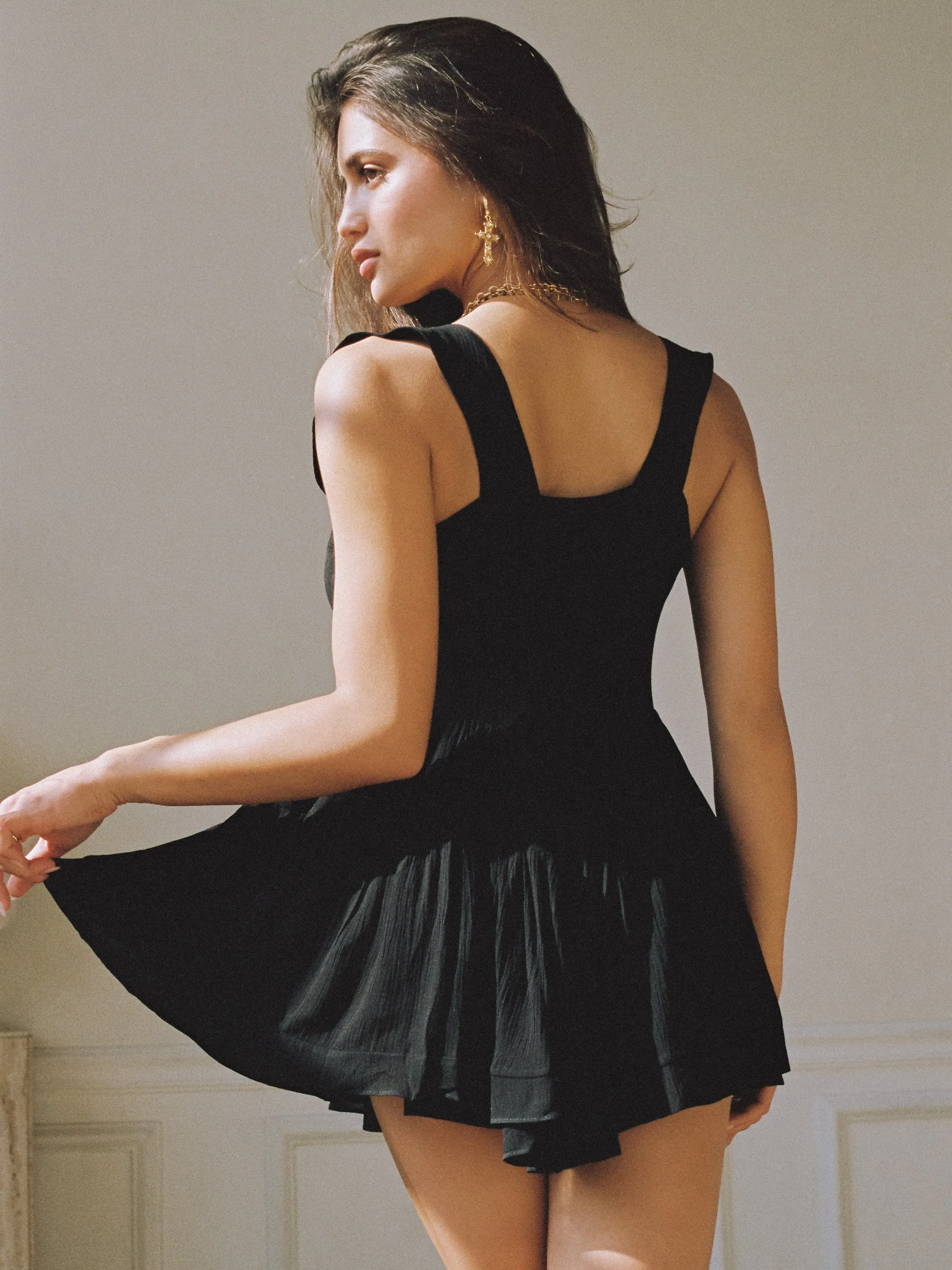 The Elisabeth Romper Dress - Black