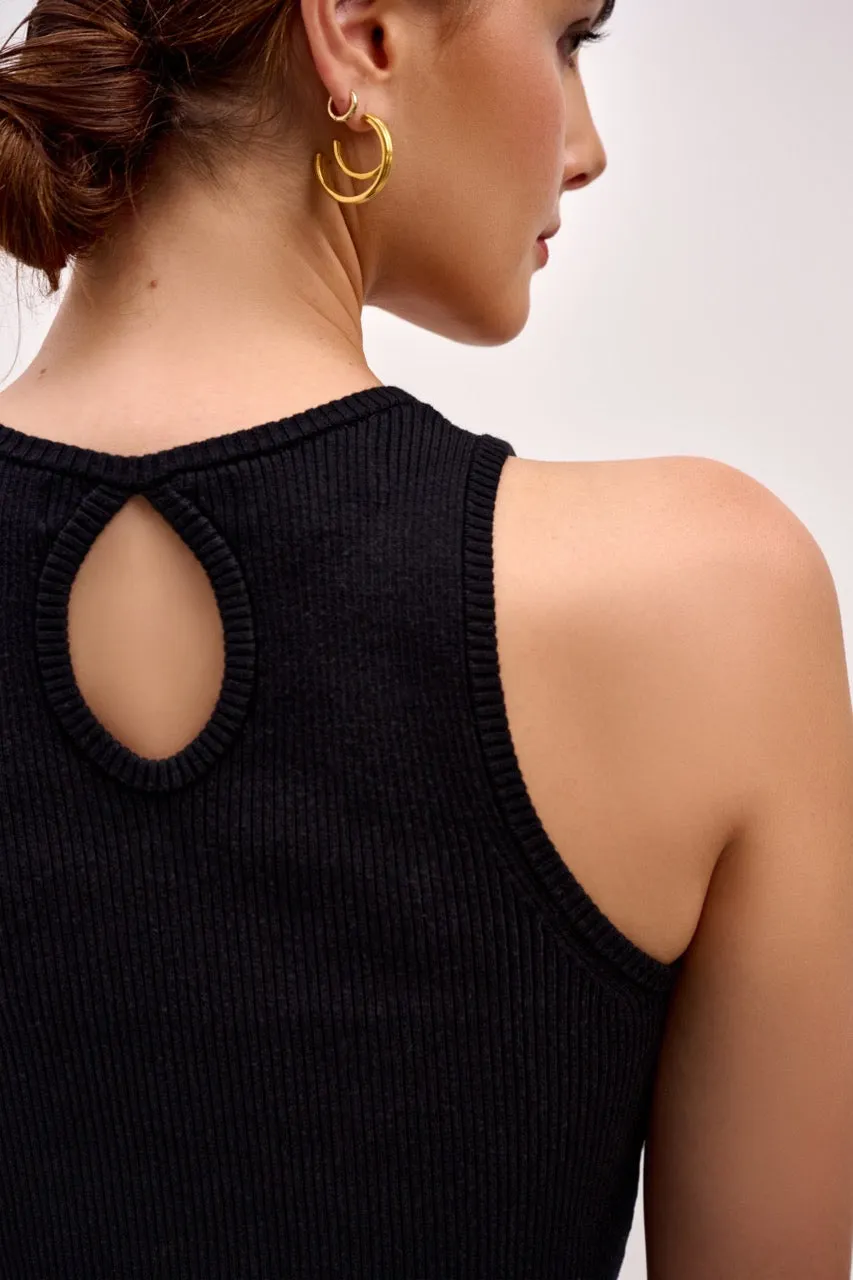 The Lili Knit Tank Top - Black