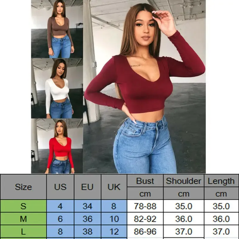 Womens Shirt Crop Top Style Long Sleeve Workout Fitness Athletic Sports Gym