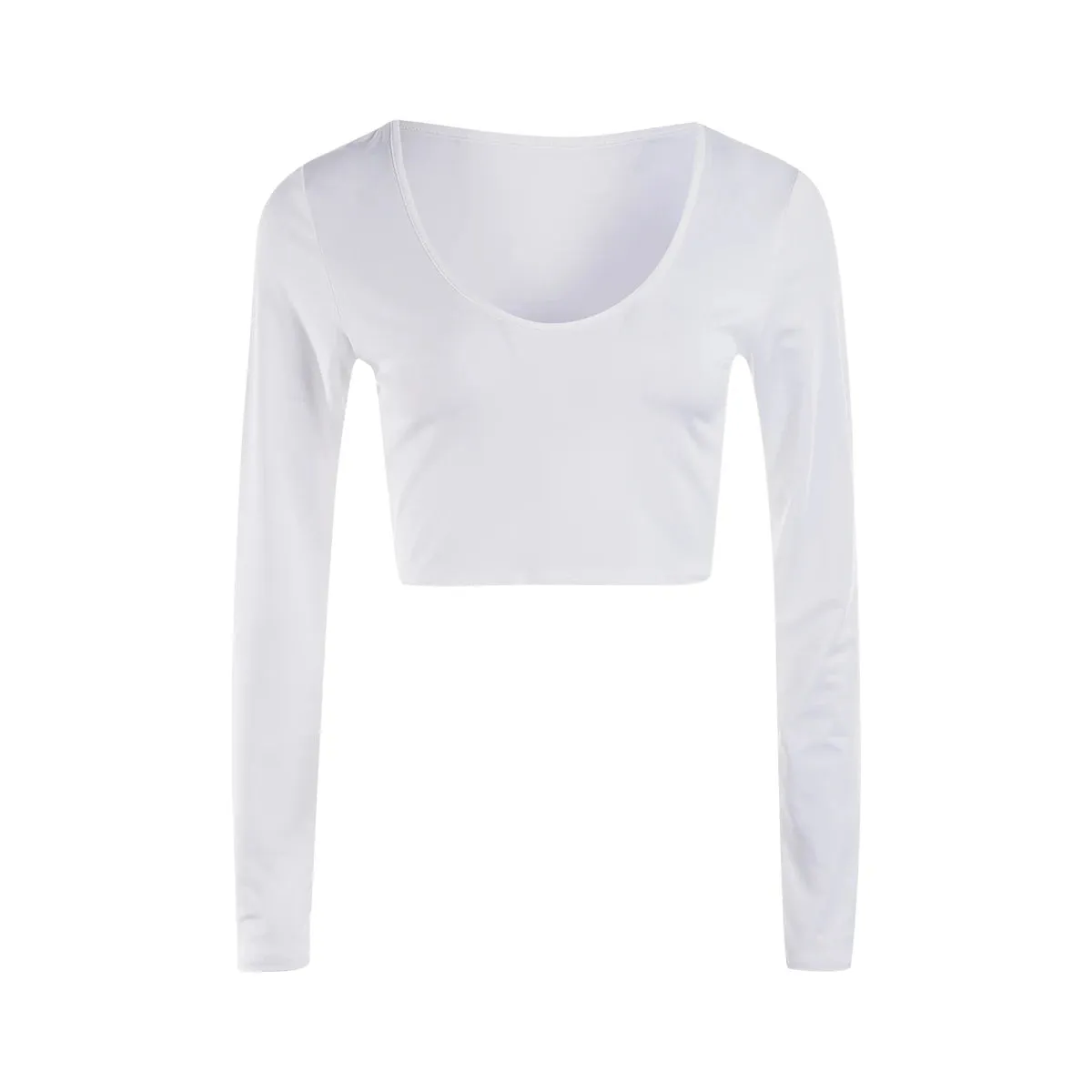 Womens Shirt Crop Top Style Long Sleeve Workout Fitness Athletic Sports Gym