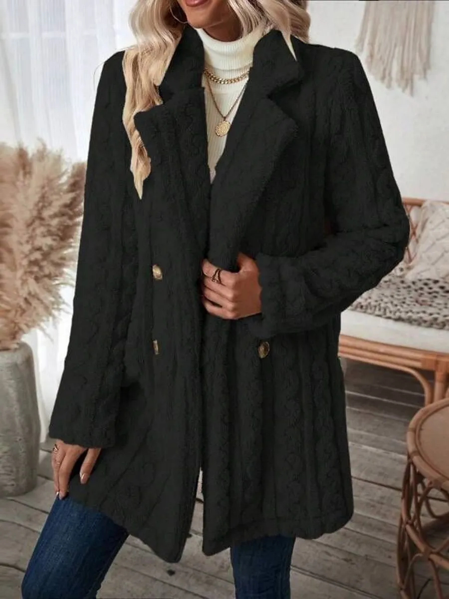 Women's Teddy Coat Fleece Sherpa Jacket Double Breasted Lapel Flannel Winter Coat Fall Windproof Thermal Warm Cream Heated Jacket Outerwear Long Sleeve